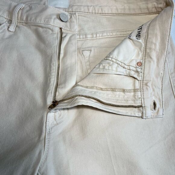 Mother The Insider Fray Hem Jeans In Chalk It Up White New Size 32 - Picture 11 of 15